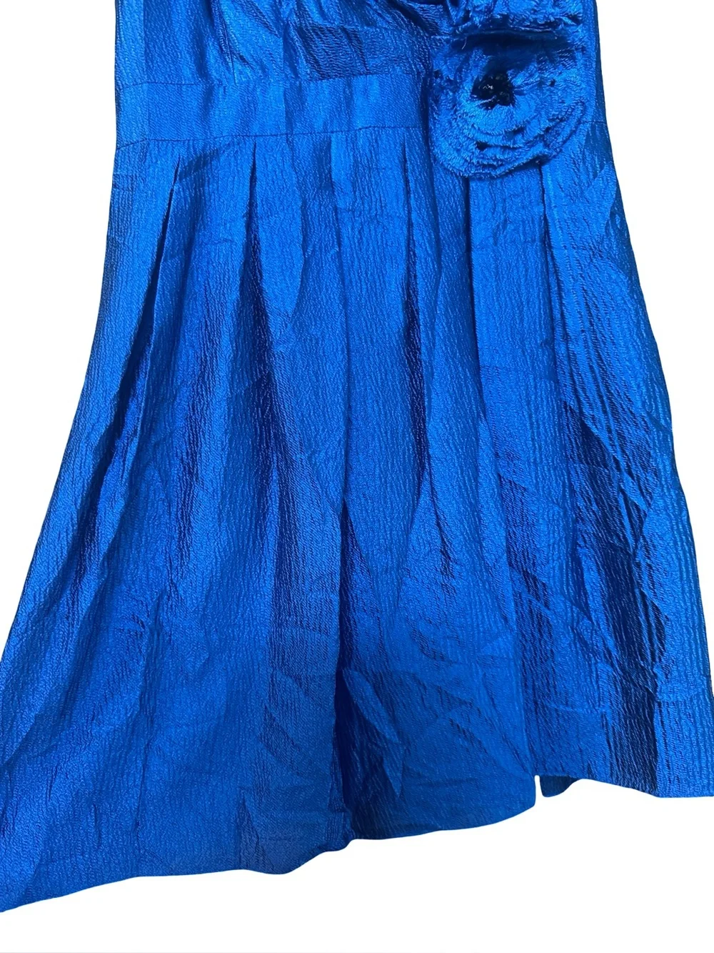 Kay Unger Blue V-Neck Floral Appliqué Vintage Autumn wedding guest Dress Size 12 - Picture 6 of 10